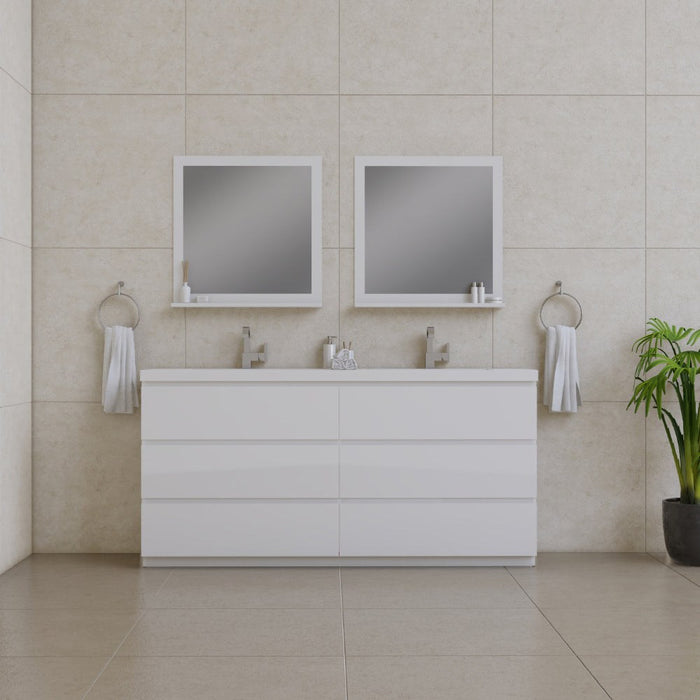 Alya Bath Paterno Double Modern Freestanding Bathroom Vanity, Optional Mirror