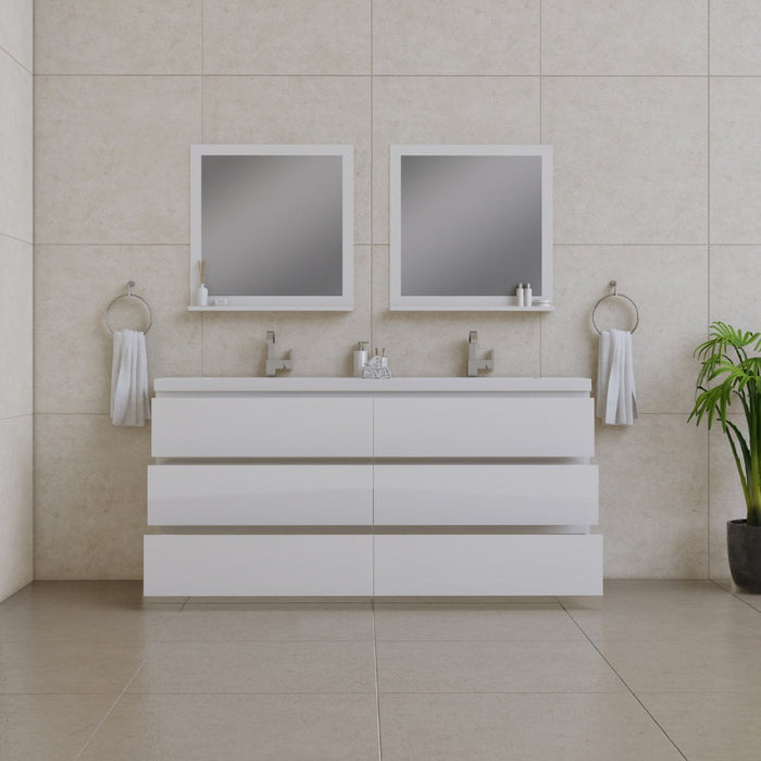 Alya Bath Paterno Double Modern Freestanding Bathroom Vanity, Optional Mirror