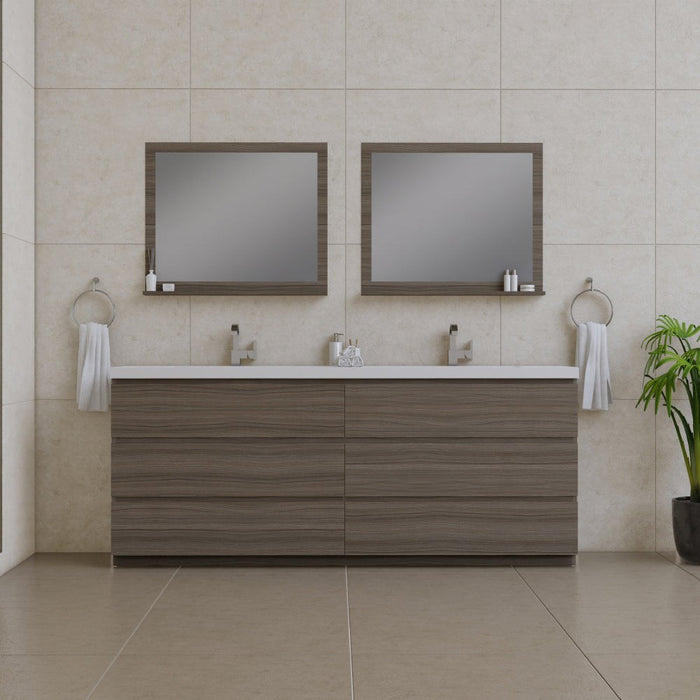 Alya Bath Paterno Double Modern Freestanding Bathroom Vanity, Optional Mirror