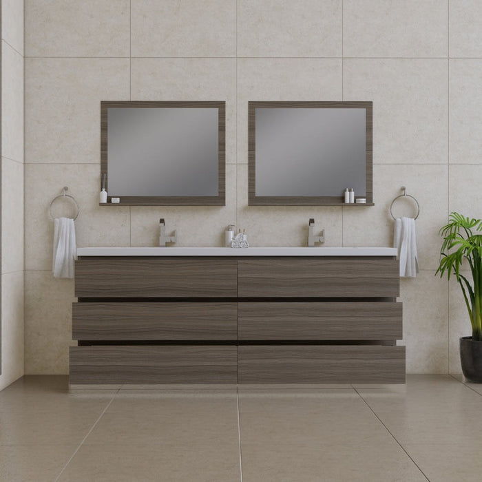 Alya Bath Paterno Double Modern Freestanding Bathroom Vanity, Optional Mirror