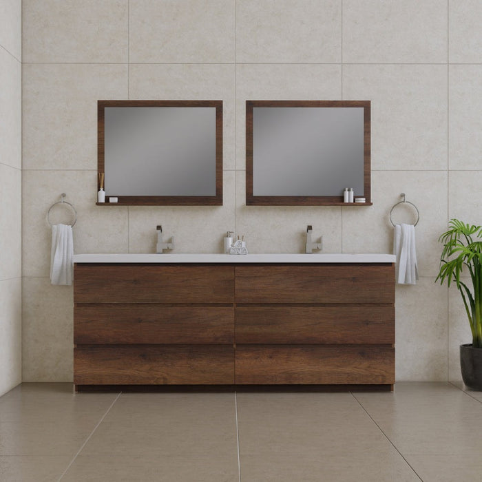 Alya Bath Paterno Double Modern Freestanding Bathroom Vanity, Optional Mirror