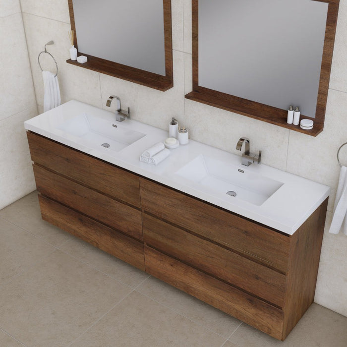 Alya Bath Paterno Double Modern Freestanding Bathroom Vanity, Optional Mirror