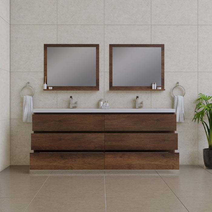 Alya Bath Paterno Double Modern Freestanding Bathroom Vanity, Optional Mirror