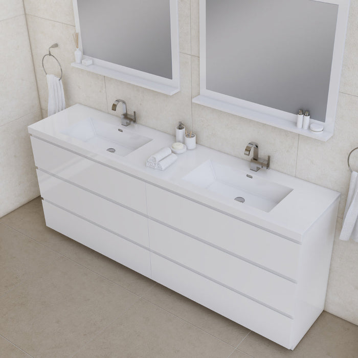 Alya Bath Paterno Double Modern Freestanding Bathroom Vanity, Optional Mirror