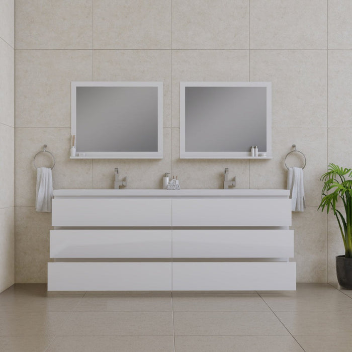 Alya Bath Paterno Double Modern Freestanding Bathroom Vanity, Optional Mirror