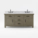 Water Creation Aberdeen 72 Inch Grizzle Grey Double Sink Bathroom Vanity With Faucets With Carrara White Marble Counter Top From The ABERDEEN Collection AB72CW03GG-000BX1203