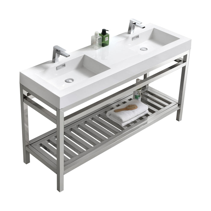 KubeBath Cisco 60" Stainless Steel Console with Acrylic Sink