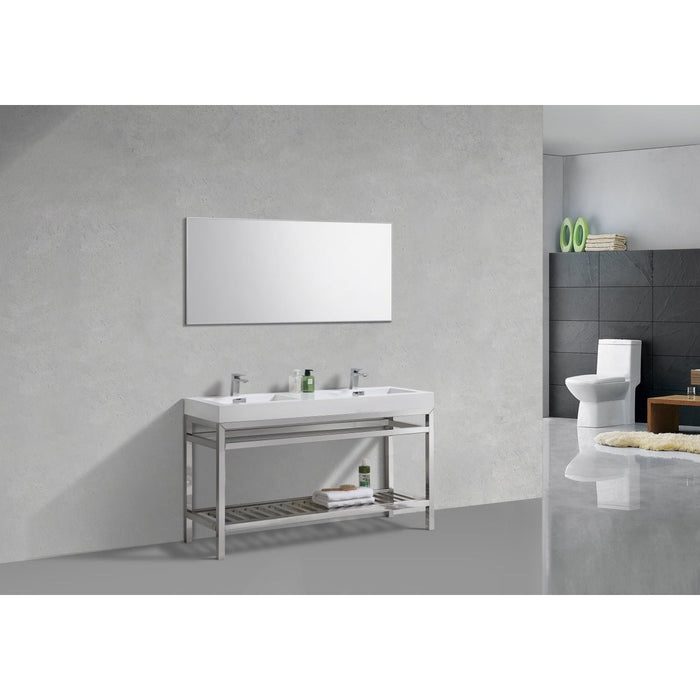 KubeBath Cisco 60" Stainless Steel Console with Acrylic Sink