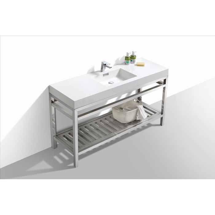 KubeBath Cisco 60" Stainless Steel Console with Acrylic Sink