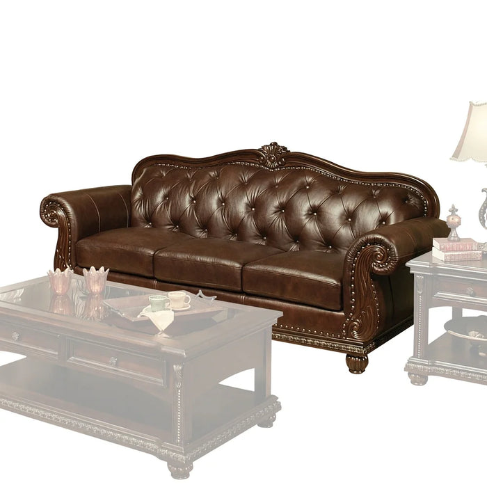 Acme Furniture Anondale Sofa in Espresso Top Grain Leather Match & Cherry Finish 15030