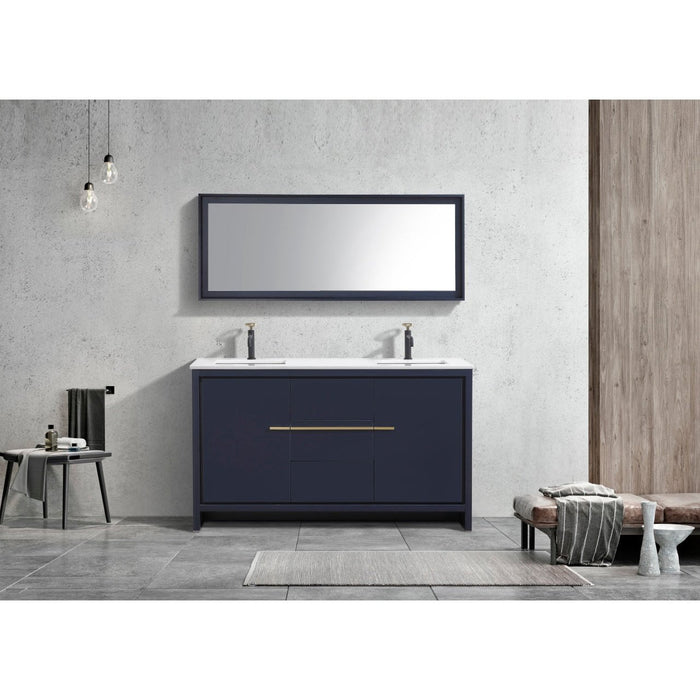 KubeBath Dolce 60" Modern Bathroom Vanity with White Quartz Counter-Top