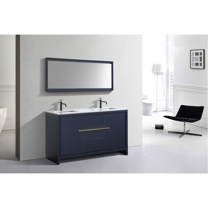 KubeBath Dolce 60" Modern Bathroom Vanity with White Quartz Counter-Top