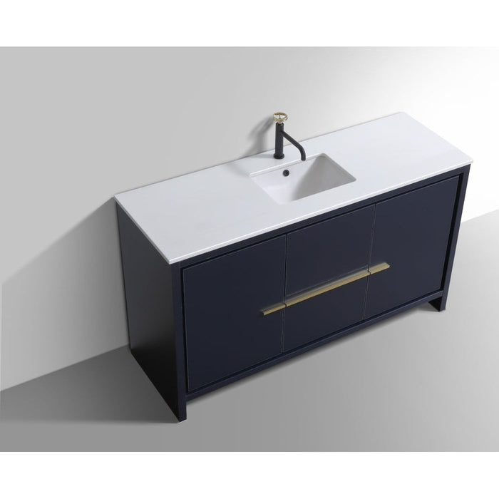 KubeBath Dolce 60" Modern Bathroom Vanity with White Quartz Counter-Top