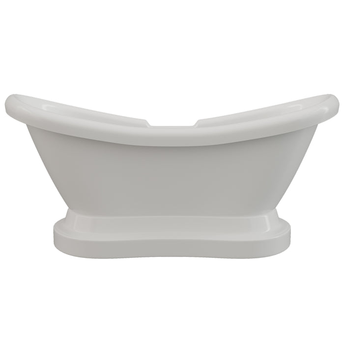 Cambridge Plumbing Acrylic Double Slipper Pedestal Soaking Tub with Faucet Drillings ADES-PED-DH