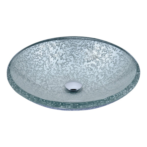ANZZI Arc Series 18" x 18" Round Vessel Sink in Clear Glass Finish with Polished Chrome Pop-Up Drain LS-AZ208