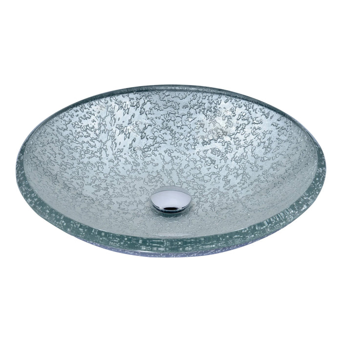 ANZZI Arc Series 18" x 18" Round Vessel Sink in Clear Glass Finish with Polished Chrome Pop-Up Drain LS-AZ208