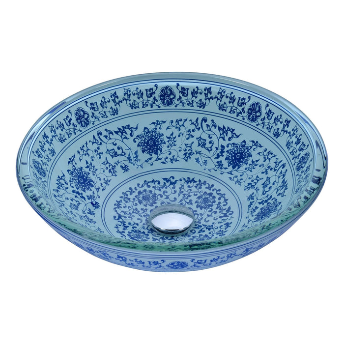 ANZZI Cadence Series 16" x 16" Deco-Glass Round Vessel Sink with Polished Chrome Pop-Up Drain