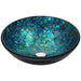 ANZZI Chipasi Series 17" x 17" Deco-Glass Round Vessel Sink in Blue and Gold Mosaic Finish with Polished Chrome Pop-Up Drain LS-AZ8210