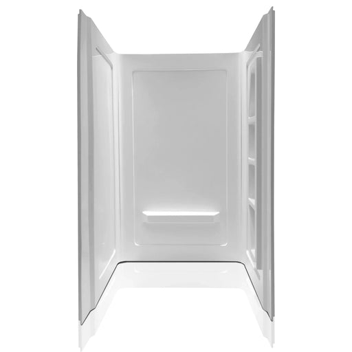 ANZZI Forum Series 48" x 36" x 74" White Acrylic Alcove Three Piece Shower Wall System with 5 Built-In Shelves SW-AZ011WH