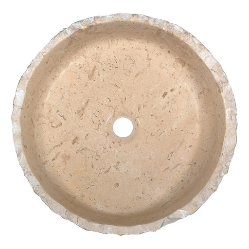 ANZZI Iro Series 17" x 17" Round Vessel Sink in Cream Marble Finish LS-AZ8173