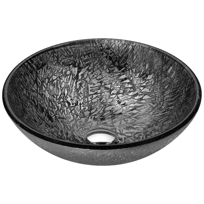 ANZZI Jonas Series 17" x 17" Deco-Glass Round Vessel Sink with Polished Chrome Pop-Up Drain