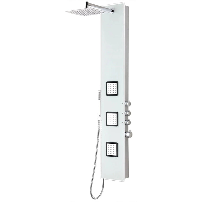 ANZZI Leopard Series 60" 3-Jetted Full Body Shower Panel in White Finish with Heavy Rain Shower Head and Euro-Grip Hand Sprayer SP-AZ032