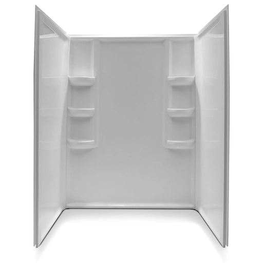 ANZZI Lexi-Class Series 60" x 36" x 74" White Acrylic Alcove Three Piece Shower Wall System with 6 Built-In Shelves SW-AZ009WH