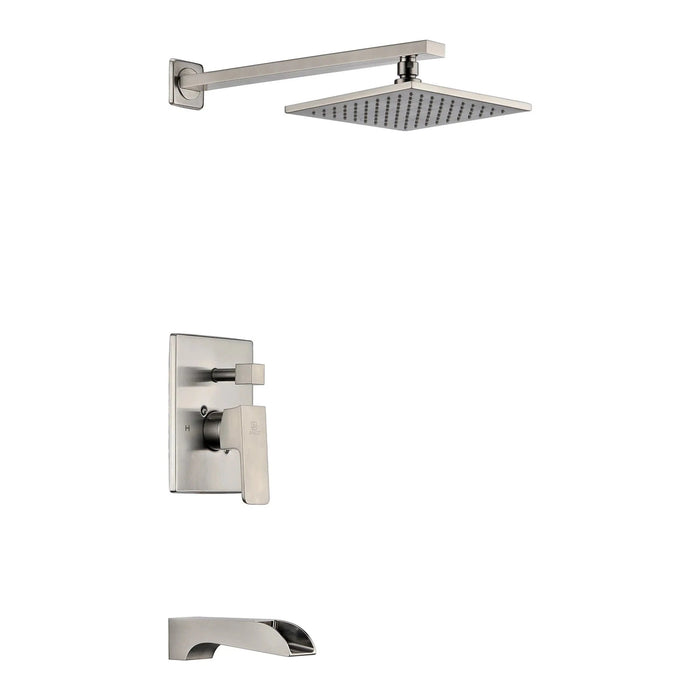 ANZZI Mezzo Series Wall-Mounted Single Handle Heavy Rain Shower Head with Bath Faucet Set in Brushed Nickel Finish SH-AZ038