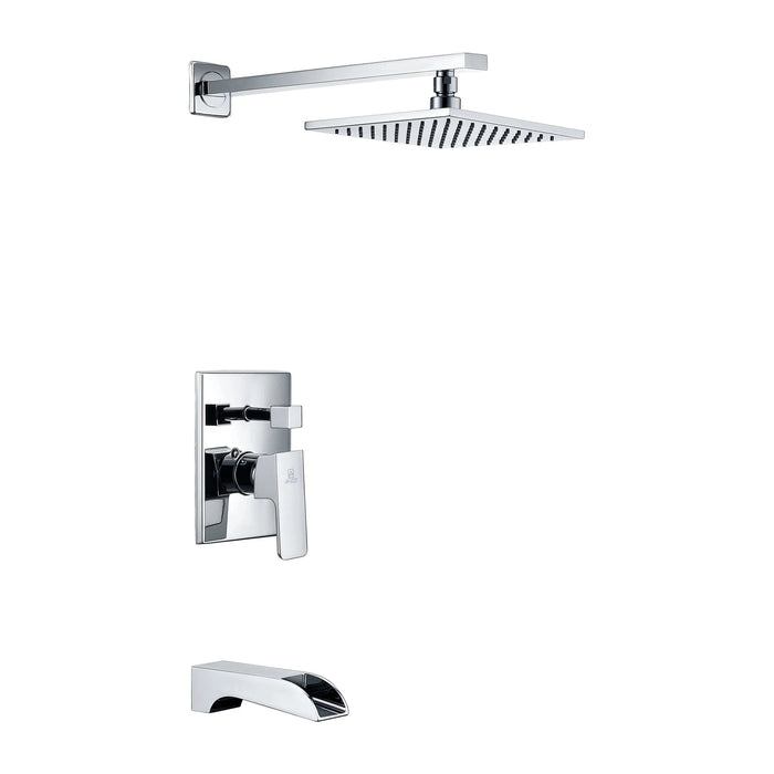 ANZZI Mezzo Series Wall-Mounted Single Handle Heavy Rain Shower Head with Bath Faucet Set in Polished Chrome Finish SH-AZ037
