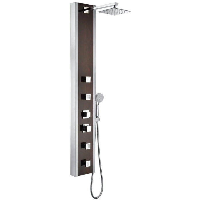 ANZZI Monsoon Series 57" 4-Jetted Full Body Shower Panel in Mahogany Finish with Heavy Rain Shower Head and Euro-Grip Hand Sprayer SP-AZ012