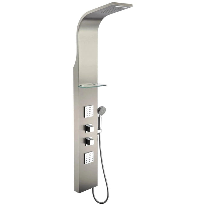 ANZZI Niagara Series 64" 2-Jetted Full Body Shower Panel in Brushed Stainless Steel Finish with Heavy Rain Shower Head and Euro-Grip Hand Sprayer SP-AZ023