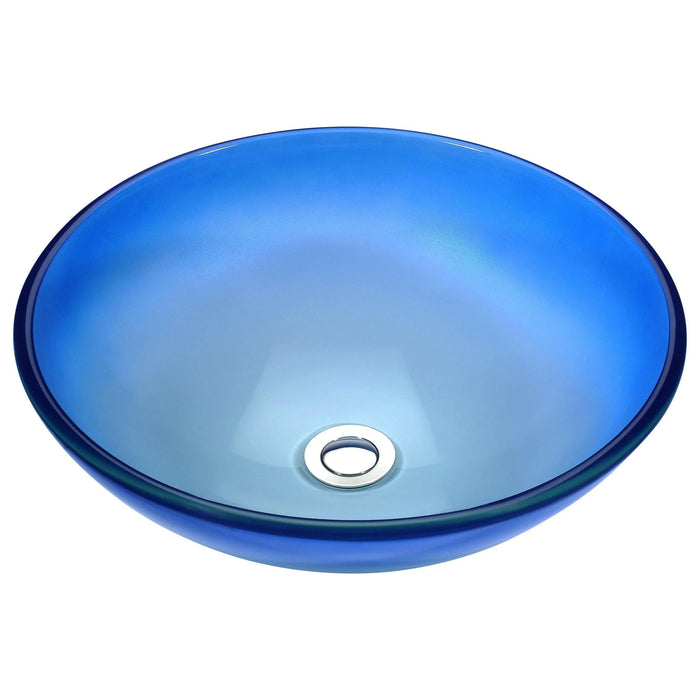 ANZZI Stellar Series 17" x 17" Deco-Glass Round Vessel Sink with Polished Chrome Pop-Up Drain