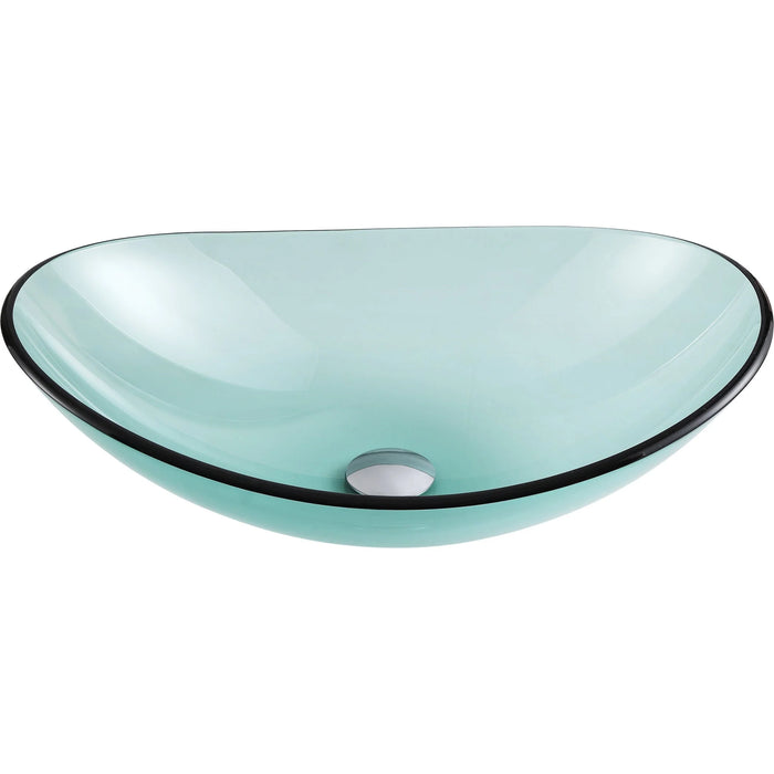 ANZZI Tale Series 21" x 15" Deco-Glass Oval Shape Vessel Sink in Lustrous Green Finish with Polished Chrome Pop-Up Drain LS-AZ8121