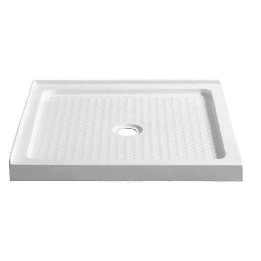 ANZZI Valley Series 38" x 38" Center Drain Double Threshold White Shower Base with Built-In Tile Flange SB-AZ010WN