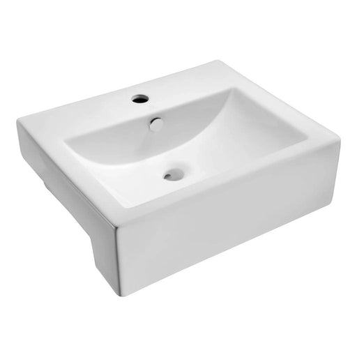 ANZZI Vitruvius Series 21" x 17" Single Hole Rectangular Vessel Sink with Built-In Overflow in Glossy White Finish LS-AZ116