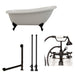 Cambridge Plumbing 61 Inch Acrylic Slipper Soaking Tub with and Complete Polished Chrome Plumbing Package AST61-463D-2-PKG-ORB-7DH