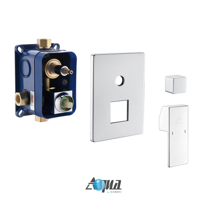 KubeBath Aqua Piazza Shower Set with Ceiling Mount Square Rain Shower, Handheld and Tub Filler