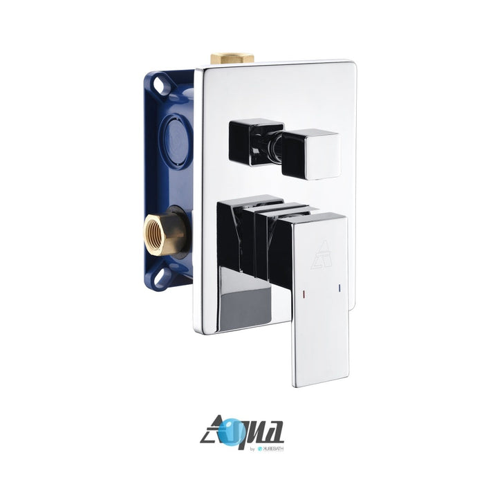 KubeBath Aqua Piazza Shower Set with Ceiling Mount Square Rain Shower, Handheld and Tub Filler