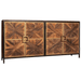 Harp & Finial ATHENS SIDEBOARD Reclaimed Walnut Finish on Mango Wood with Black and Gold Finish on Metal Frame HFF25709