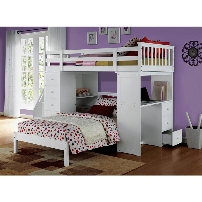 Acme Furniture Freya Twin Loft Bed W/Storage in White Finish 37145