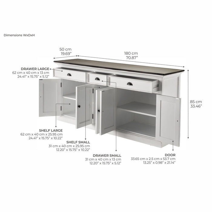 NovaSolo Halifax Accent Buffet In White Distress & Deep Brown B190TWD