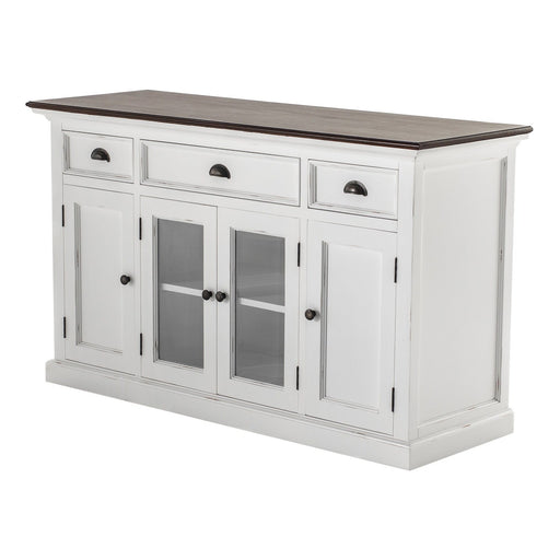 NovaSolo Halifax Accent Buffet with 4 Doors 3 Drawers In White Distress & Deep Brown B191TWD