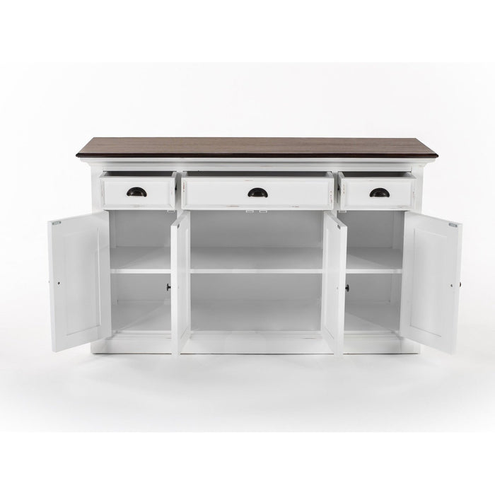 NovaSolo Halifax Accent Buffet with 4 Doors 3 Drawers In White Distress & Deep Brown B192TWD