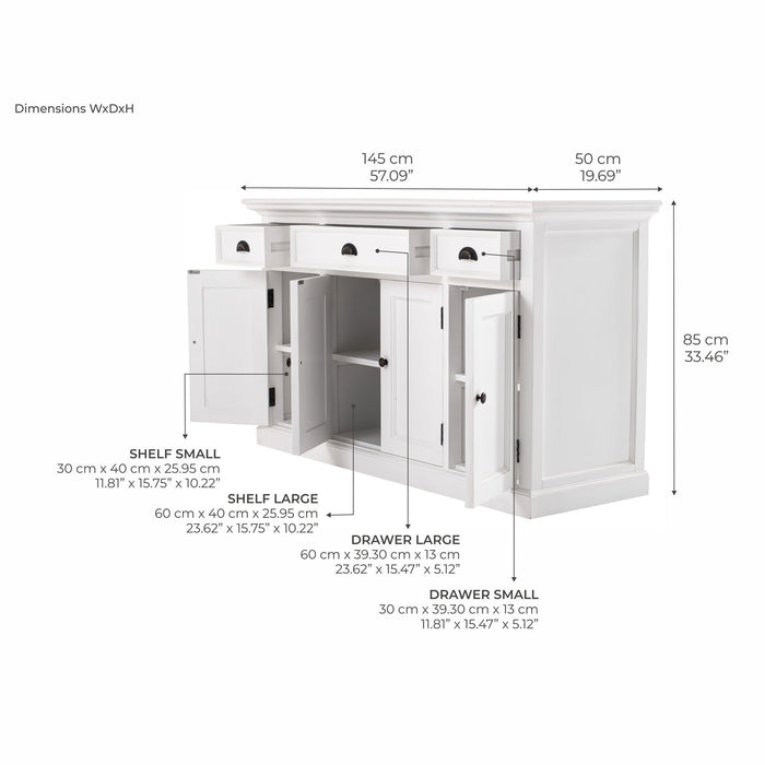 NovaSolo Halifax Buffet with 4 Doors 3 Drawers White B192