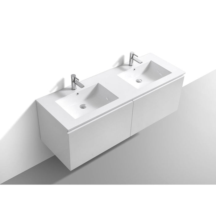 KubeBath Balli 60" Double Sink Wall Mount Modern Bathroom Vanity