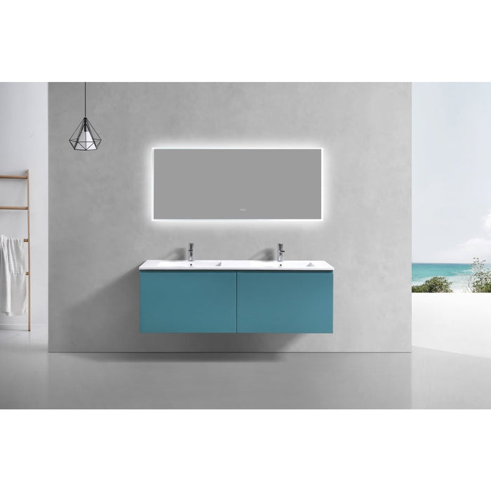 KubeBath Balli 60" Double Sink Wall Mount Modern Bathroom Vanity