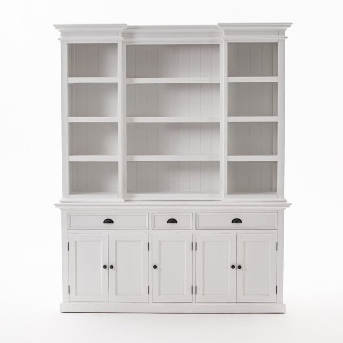 NovaSolo Halifax Kitchen Cabinet with Hutch 5 Doors 3 Drawers White BCA605