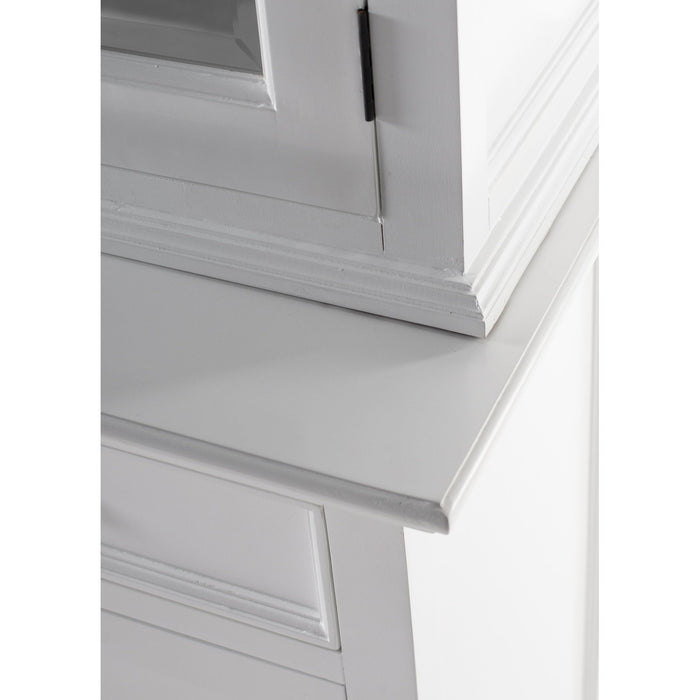 NovaSolo Halifax Buffet Hutch Unit with 4 Glass Doors in Classic White BCA610