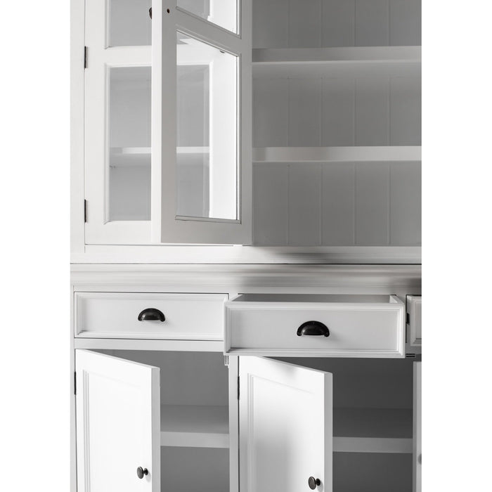 NovaSolo Halifax Buffet Hutch Unit with 4 Glass Doors in Classic White BCA610