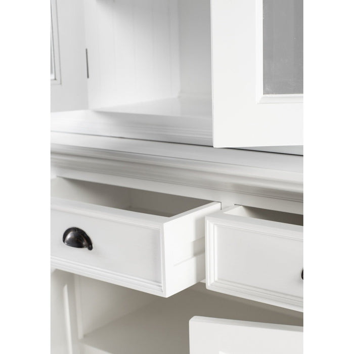 NovaSolo Halifax Buffet Hutch Unit with 4 Glass Doors in Classic White BCA610